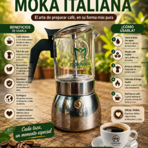 Cafetera Moka Italiana de Vidrio 6 Tazas